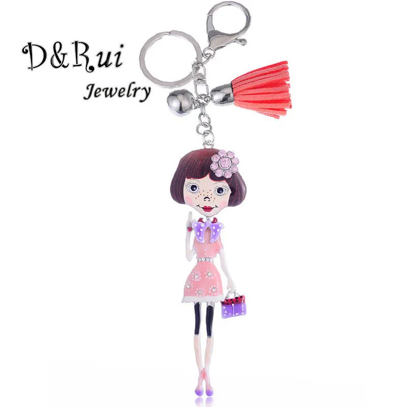 Милый брелок с эмалевым покрытием кукла из сплава Автомобильный ювелирный