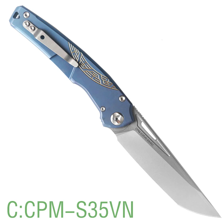 C FATDRAGON SEIGNEUR CPM-154/s35vn лезвие шарикоподшипник титановая ручка Флип складной Кемпинг Охота Карманный TC4 Фруктовый Нож EDC инструмент - Цвет: C