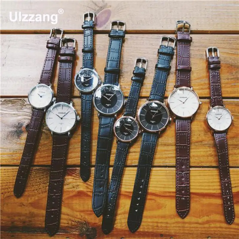 2018 модные парные часы из натуральной кожи популярные повседневные Кварцевые