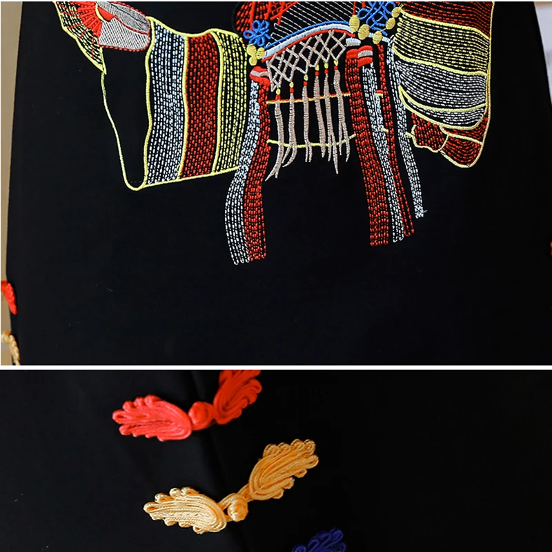 Женское платье Чонсам в традиционном китайском ретро стиле хлопковое мини с