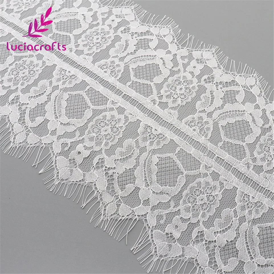 Lucia crafts 3 ярдов/партия 19 см белая вышитая кружевная отделка ленты DIY свадебное шитье одежды платье аксессуары для декора R0111