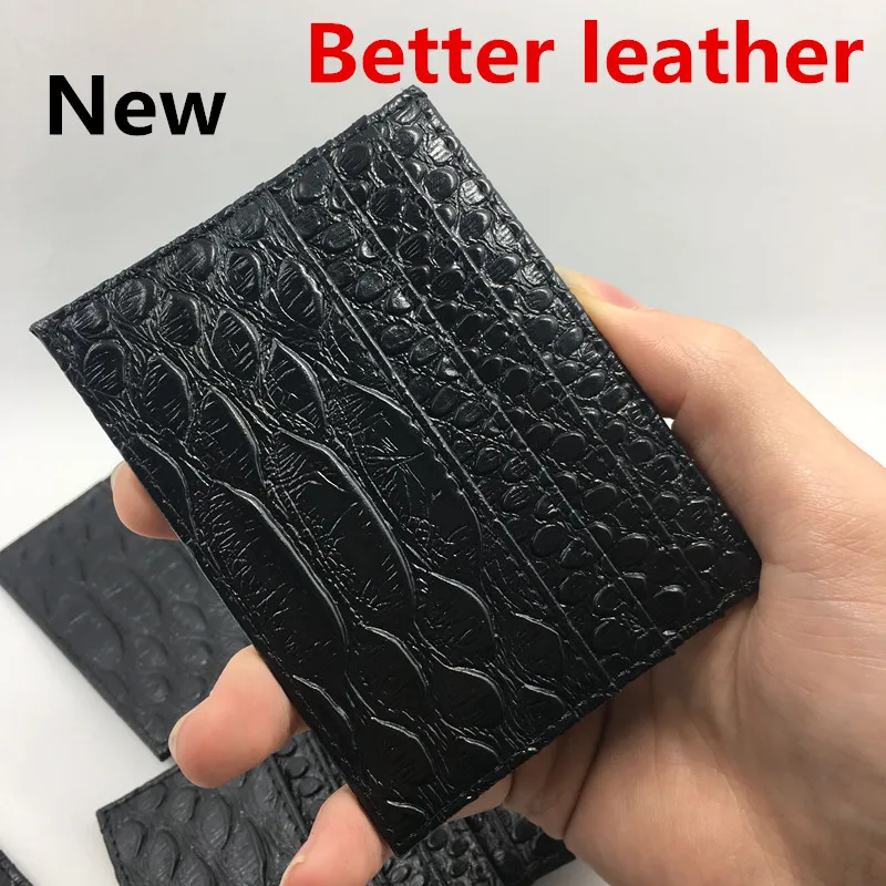 Тонкий кошелек для ID карт мужчин высокое качество черный под змеиную кожу