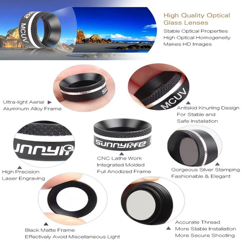 Набор фильтров для камеры DJI Mavic Air Lens Filters UV CPL ND4 ND8 ND16 ND32 набор камера воздушного