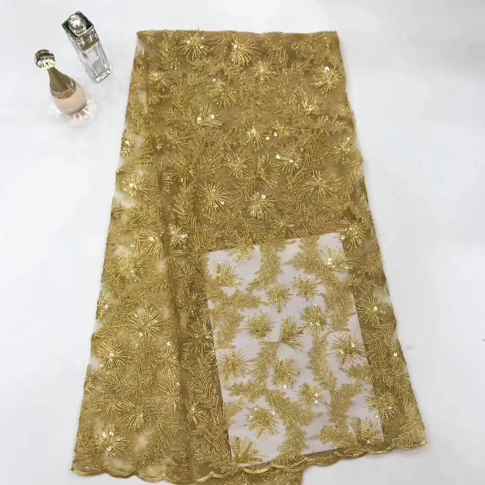 Детские Золотые тюль кружева пайетки вышивка Африканский Французский кружевной