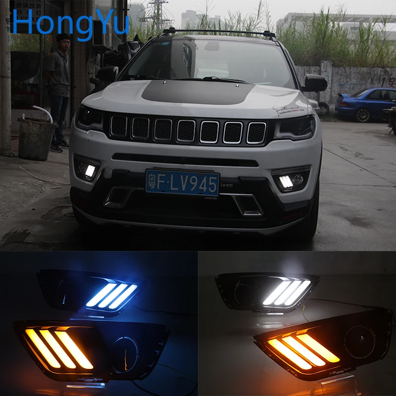 Для Jeep Compass 2016 2017 2018 2019 белый синий и желтый указатель поворота Функция