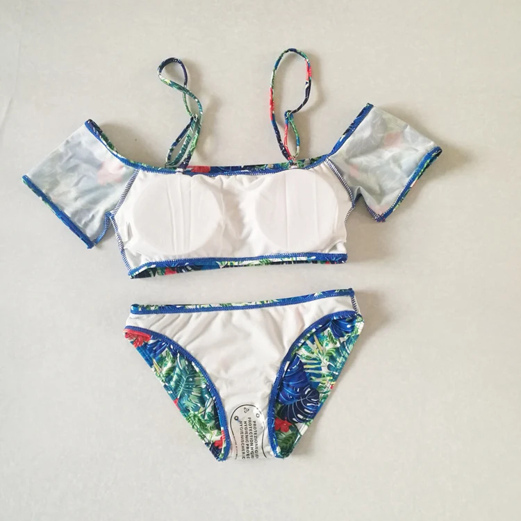 2018 New Sexy Vintage Floral Push Up Bikini Sets Off Shoulder Brazilian Women Swimsuits Beach Bathing Swimwear maillot de bainXL |