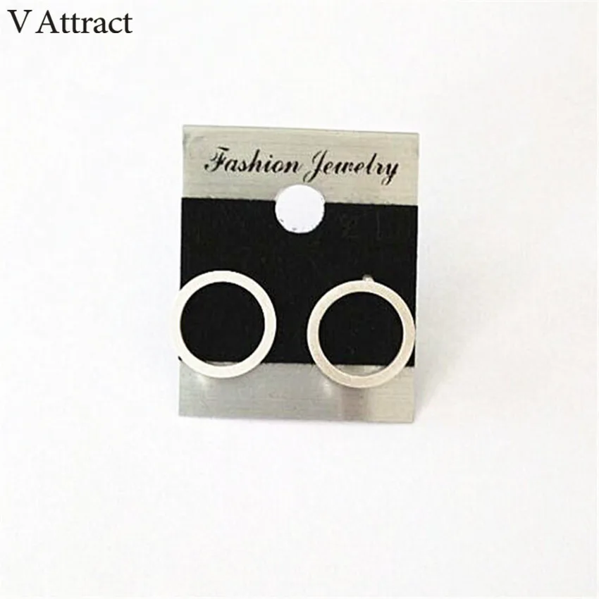 V Attract10pair из нержавеющей стали, открытые круглая серьга минимализм ювелирные изделия золото серебро круглые Boucles D'oreilles Pour Les Femmes