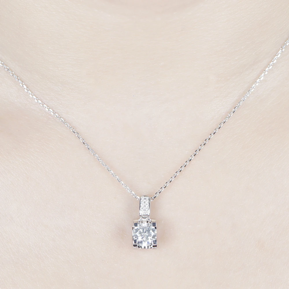 Женское ожерелье с подвеской DovEggs из стерлингового серебра 925 пробы Moissanite Center 1ct 6 5