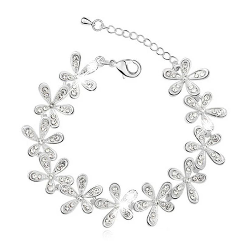 Silver De Femmes neige Mode модный браслет или Argent Bijoux браслет флокон - Окраска металла: Silver