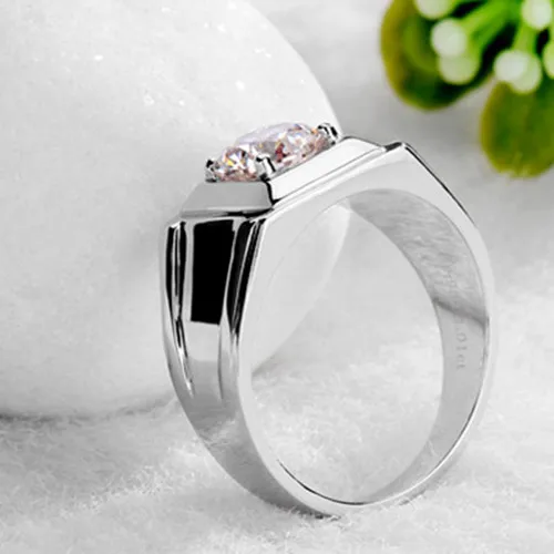 5 мм Ширина 0.5Ct круглое кольцо с натуральным косынком синтетический человек