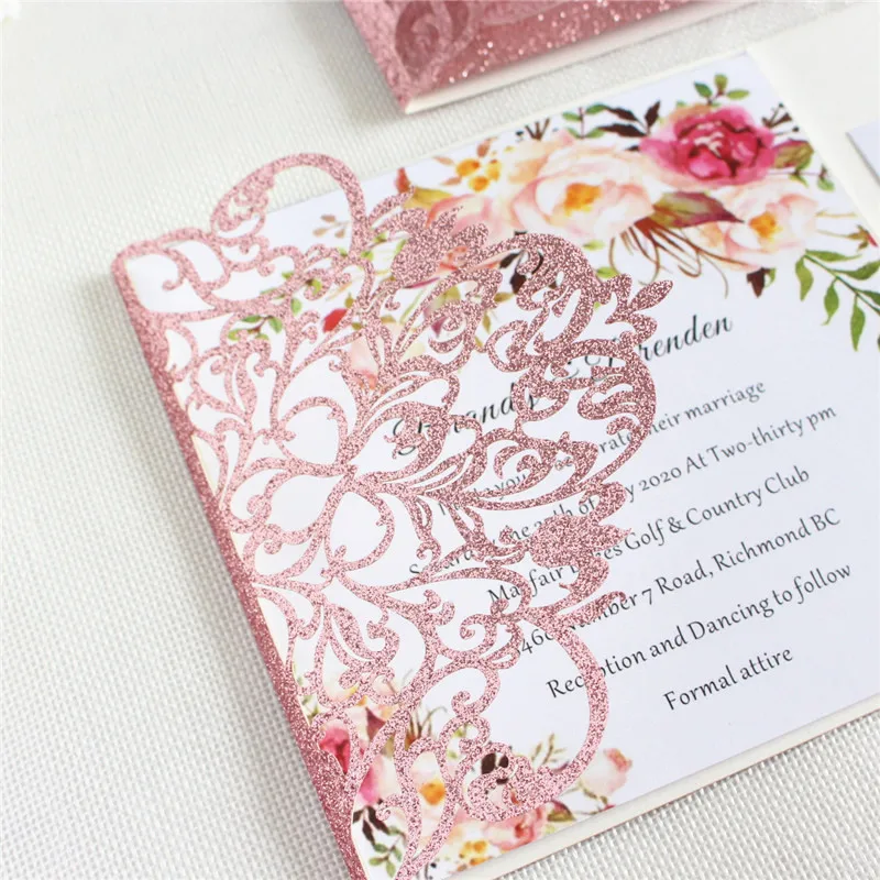 Роскошные приглашения свадебные открытки с бандажом на живот конверт роза Hermosa