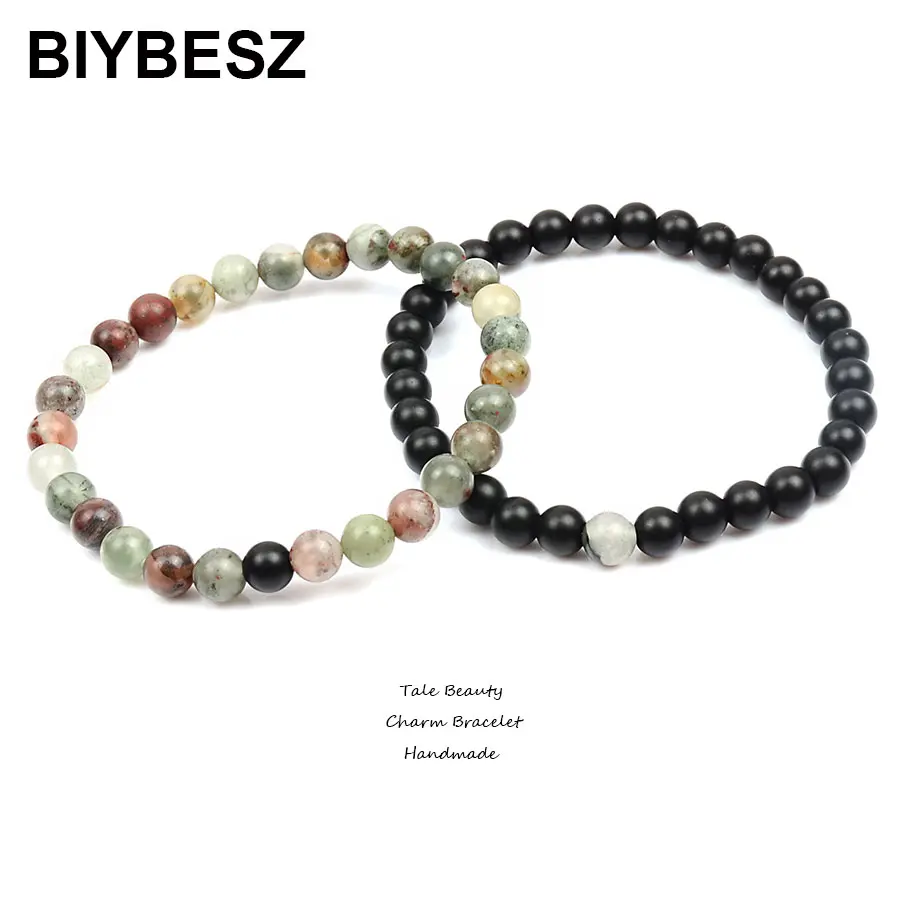 Браслеты и обручи с круглыми камнями 2 шт./компл. 6 мм браслеты бусинами эластичные