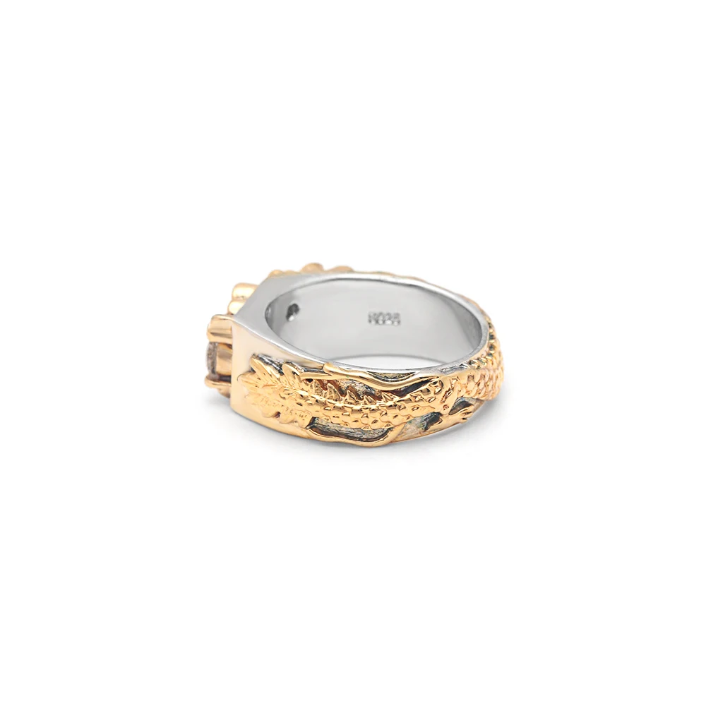 Hainon New Arrival Vintage Gold Color Dragon Ring A round Zircon in Mouth Silver Party Punk Jewelry Give Man The Best Gift | Украшения и