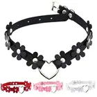 Цветок кожаный ошейник ожерелье каваи Любовь Сердце Готический чокер панк женские девушки Harajuku стимпанк ювелирные изделия
