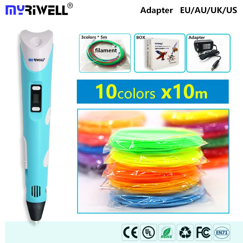 Blue A100m 3d Ручка myriwell 3d 3d-ручка w ithLed дисплей abs 1,75 мм pla нить детский подарок на день рождения инструмент для рисования нить 3d Ручка - Цвет: Blue A100m