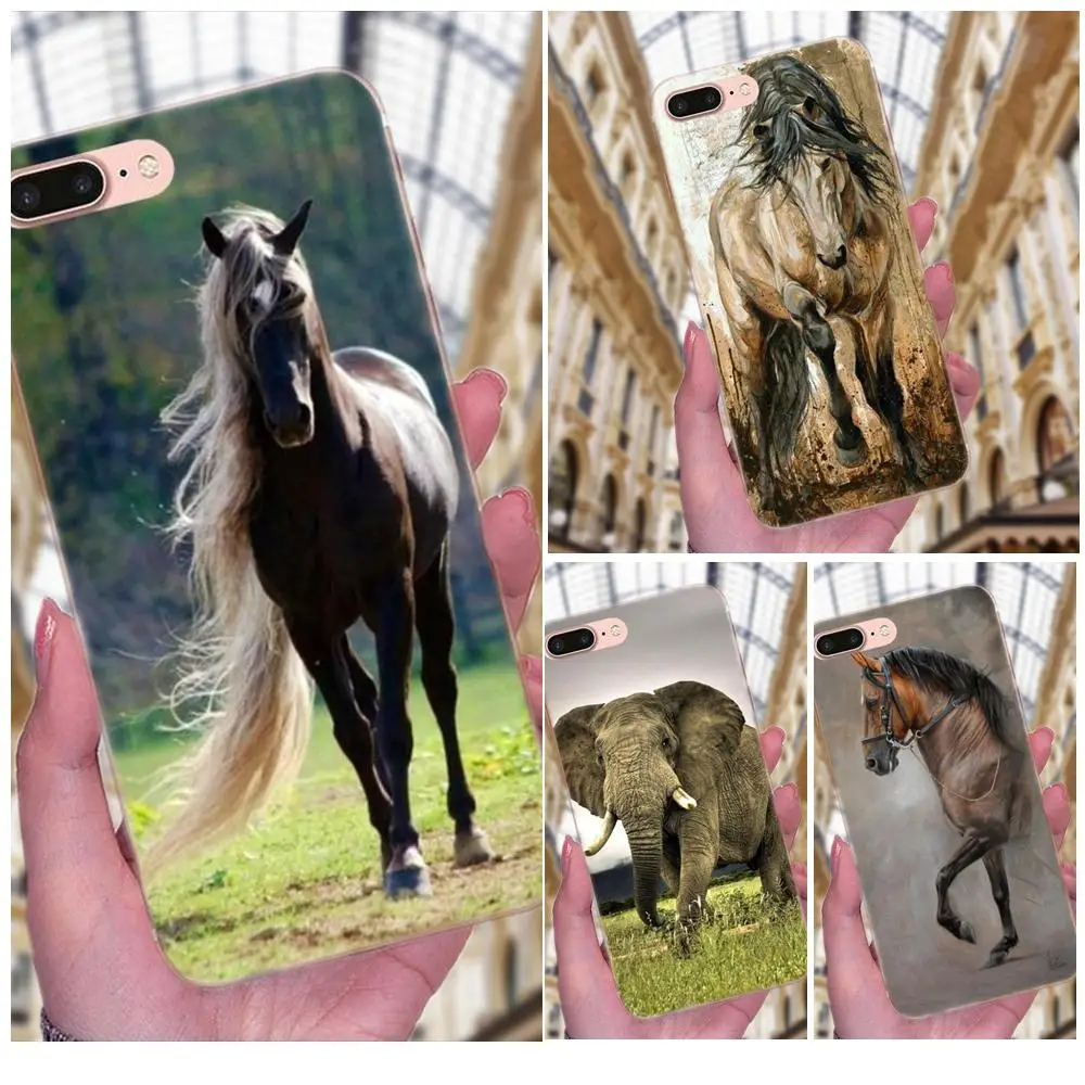 Мягкие чехлы Aimal для Apple iPhone 4 4S 5 5C 5S SE 6 6S 7 8 Plus X XS Max XR бегущие лошади и слоны модные |