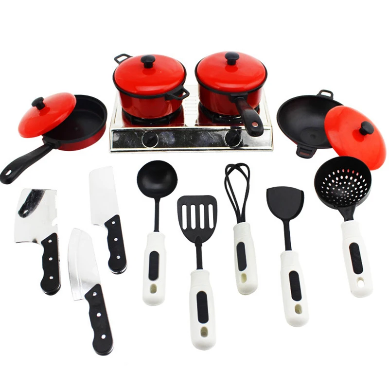 

13pcs Kitchen Pretend Play House Toy Set Utensils Cooking Pot Pan Cookware Role Play Miniature Simulation Cook Gift For Girl