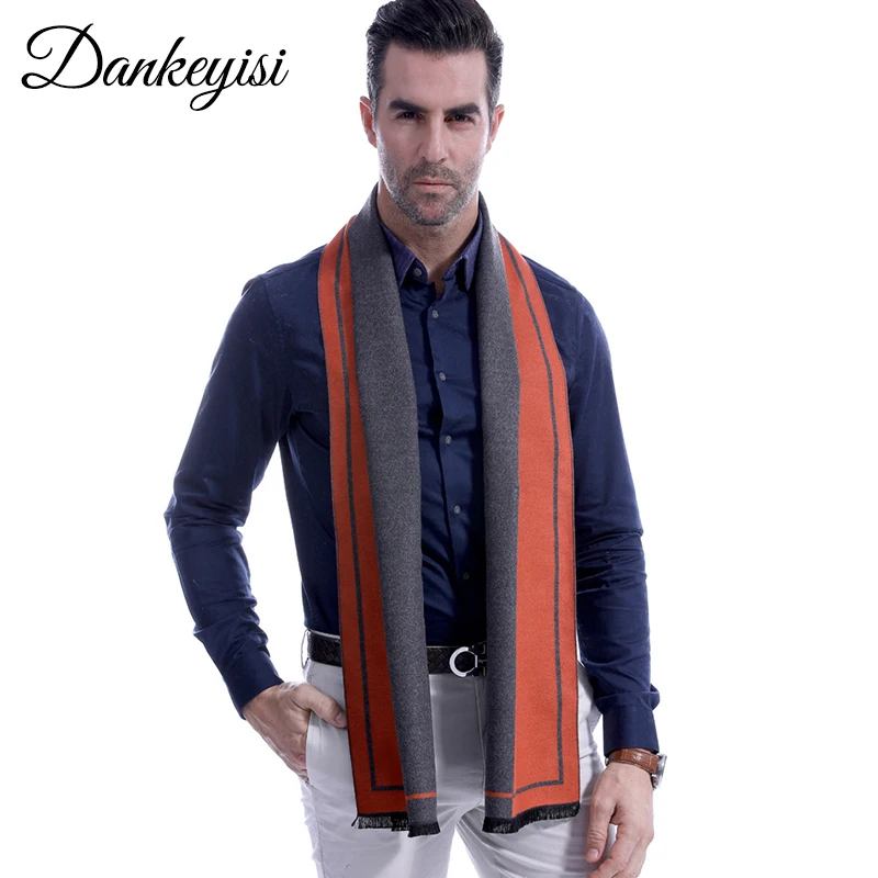 

DANKEYISI Man Winter Scarf Men Striped Cashmere Scarf Male Soft Knit Cashmere Bufandas Striped Long Scarf With Tassels