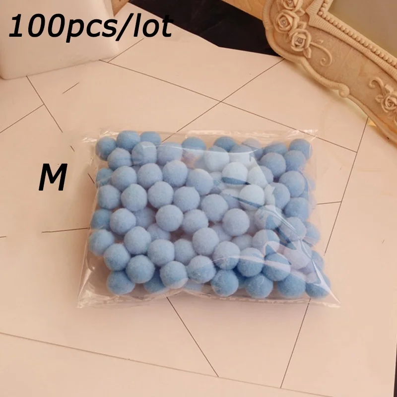 M 100 шт./лот, 15 мм цвета, шерстяные фетровые шары, круглые помпоны для девочек, самодельные вечерние украшения, цветные аксессуары 8C1952 - Цвет: M