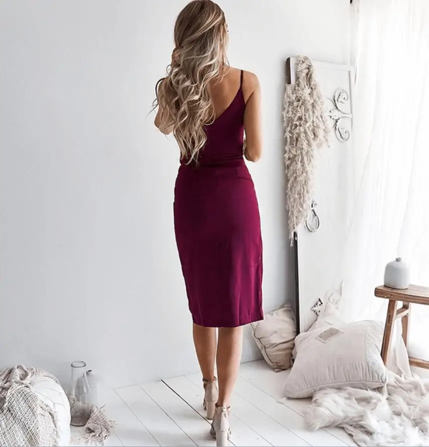 Deep V-Neck Sexy Club Strap Party Dress Summer Women Slit Sashes Casual Sleeveless Female Beach Dresses Robe Femme | Женская одежда