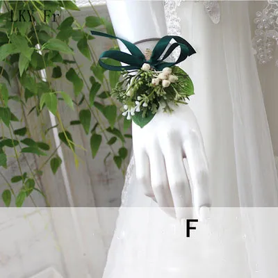 Wrist Flower F LKY Fr искусственный цветок Свадебный корсаж булавка цветы для жениха бутоньерка зеленая манжета браслет подружки невесты свадебные цветы - Цвет: Wrist Flower F