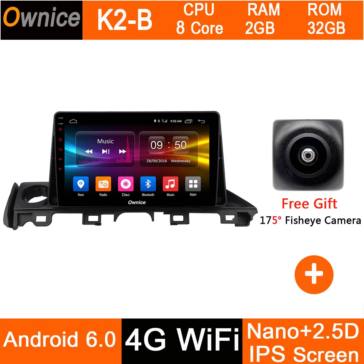 K2-B Android 9,0 8 ядерный " ips 1Din 4G+ 32G DSP CarPlay Автомобильный DVD Радио gps Navi плеер для Mazda 6 III 3 GJ Atenza dzda6 - Цвет: K2-B