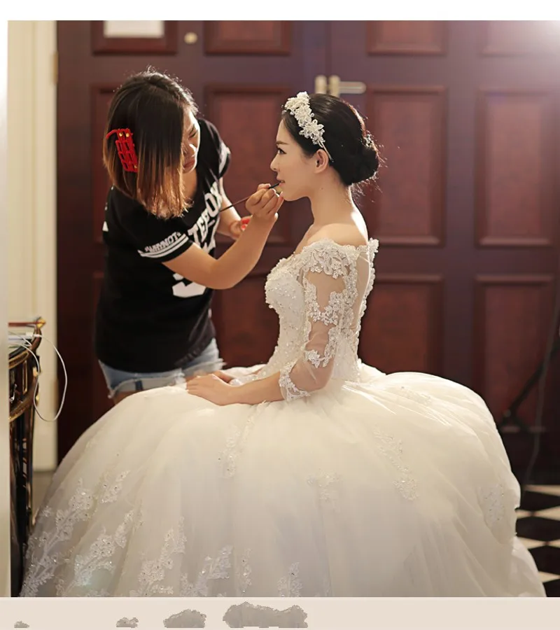 Бальное платье с рукавом 3/4 свадебное Королевского хвоста роскошное свадебные