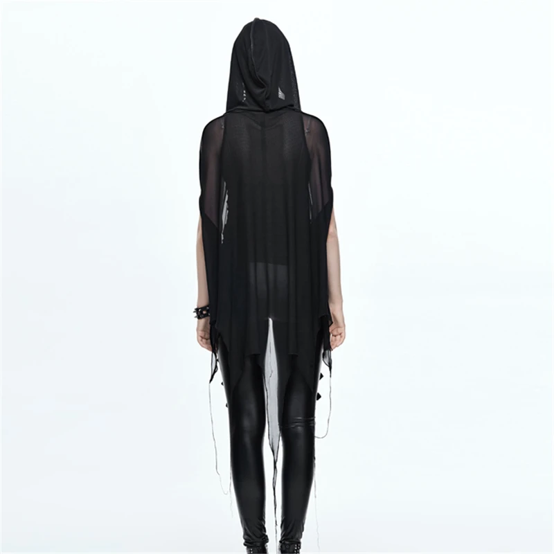 Женская футболка с капюшоном и круглым вырезом в стиле панк|top t-shirt|gothic t-shirtt-shirt short