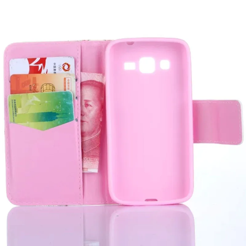 Красивые Печати Магнитный PU Кожаный Телефон Случае Покрытия Для Samsung Galaxy Core 4G Lte