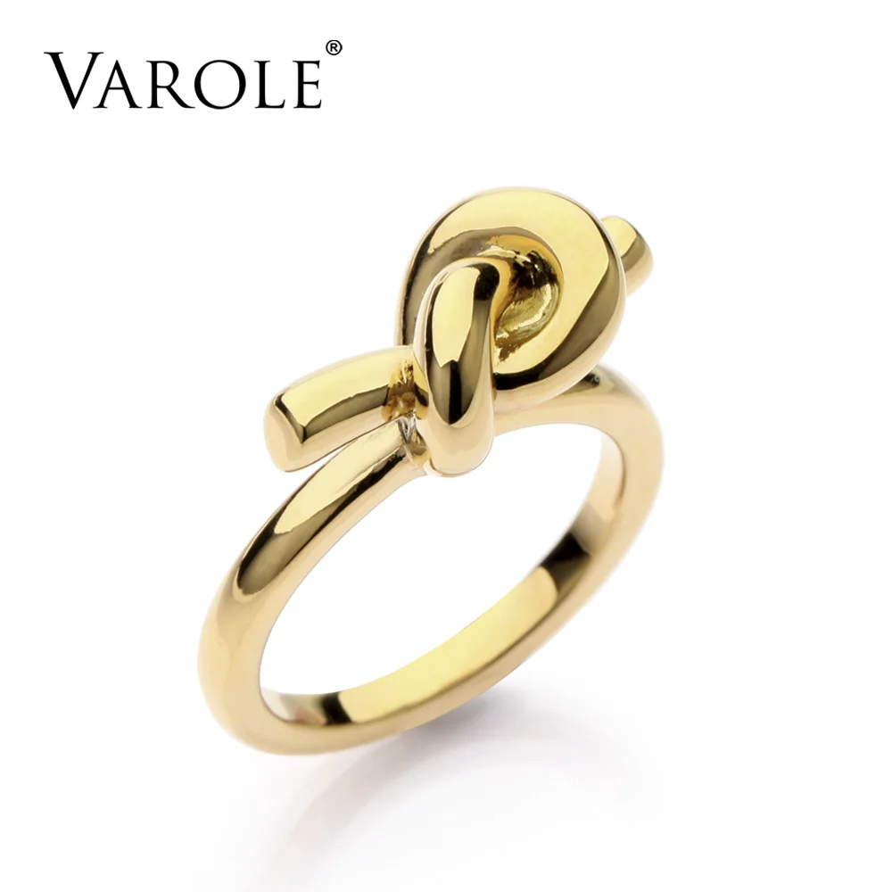 VAROLE Фирменная Новинка модные трендовые кольца с узлом для женщин Классический дизайн золотого цвета ювелирные изделия Анель - Цвет основного камня: Gold Color