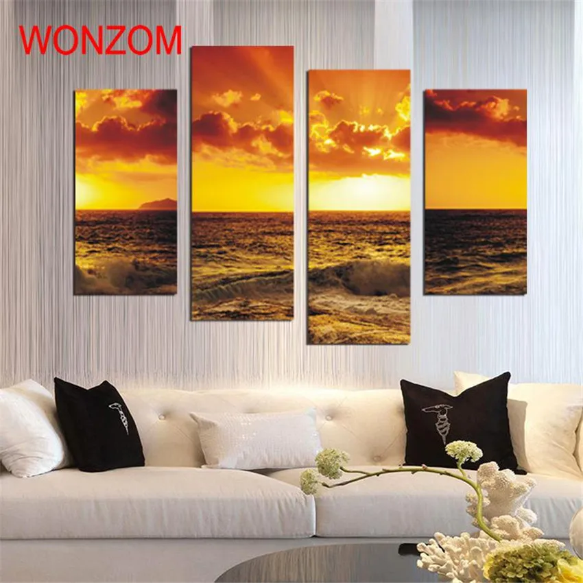 4 панели Cuadros Decoracion Tableau Peinture Sur Toile Dusk Печать на холсте Современные настенные