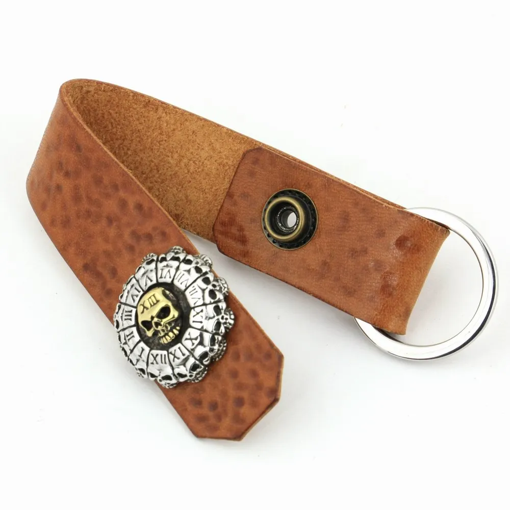Часы в римском стиле 9T001 из зернистой кожи с брелком виде черепа|skull zombie|keychain