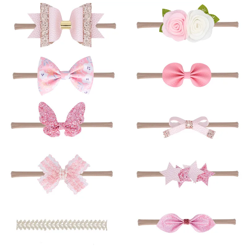 10 шт./комплект Детские эластичные нейлоновые повязки на голову | Аксессуары для