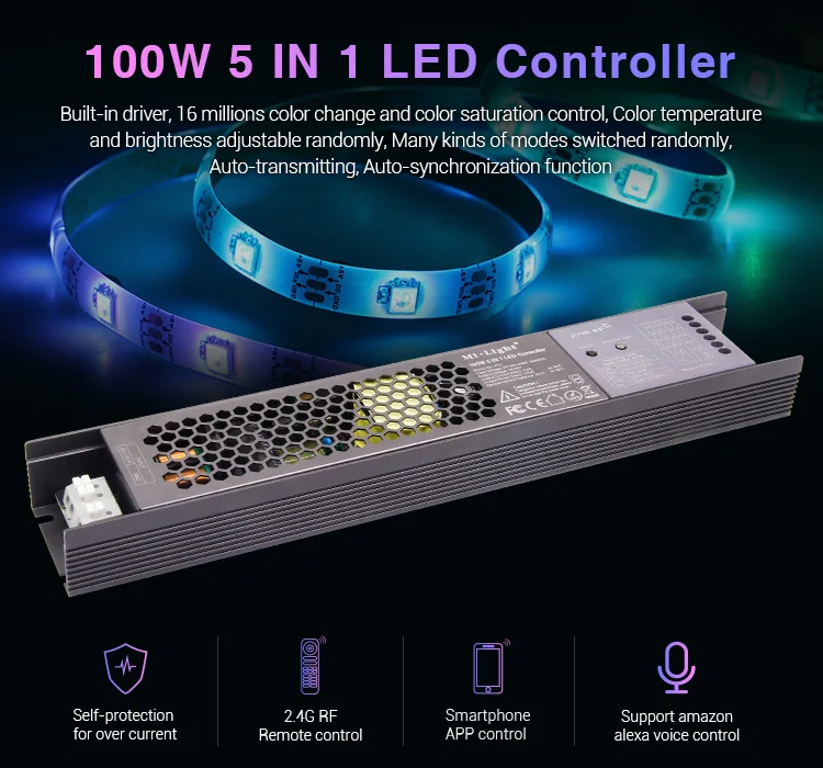 MiLight 100 Вт 5 в 1 светодиодный контроллер RGB RGBW + CCT Светодиодная лента встроенный