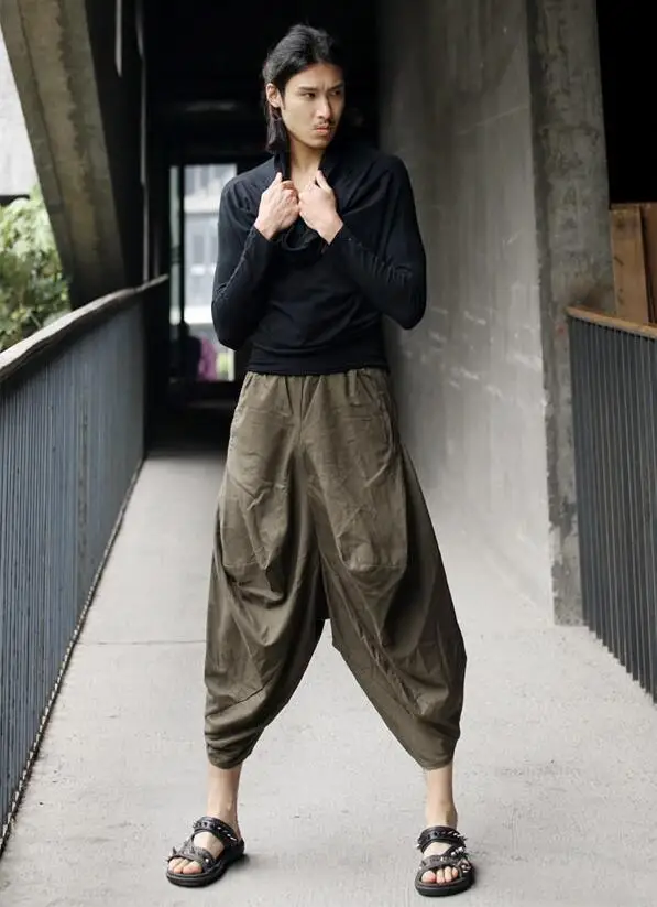 Новинка 2017 Мужская одежда брюки до щиколотки свободные штаны национальный тренд