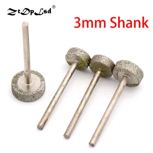 ZtDpLsd 1 шт. 8-16 мм E Алмаз 3 мм хвостовик Шлифовальная головка игла для янтарного изумруда нефрита оригинальный камень Электрический Роторный инструмент для резьбы