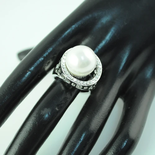 AOLOSHOW модное кольцо большого размера с жемчугом для женщин/мужчин обручальное