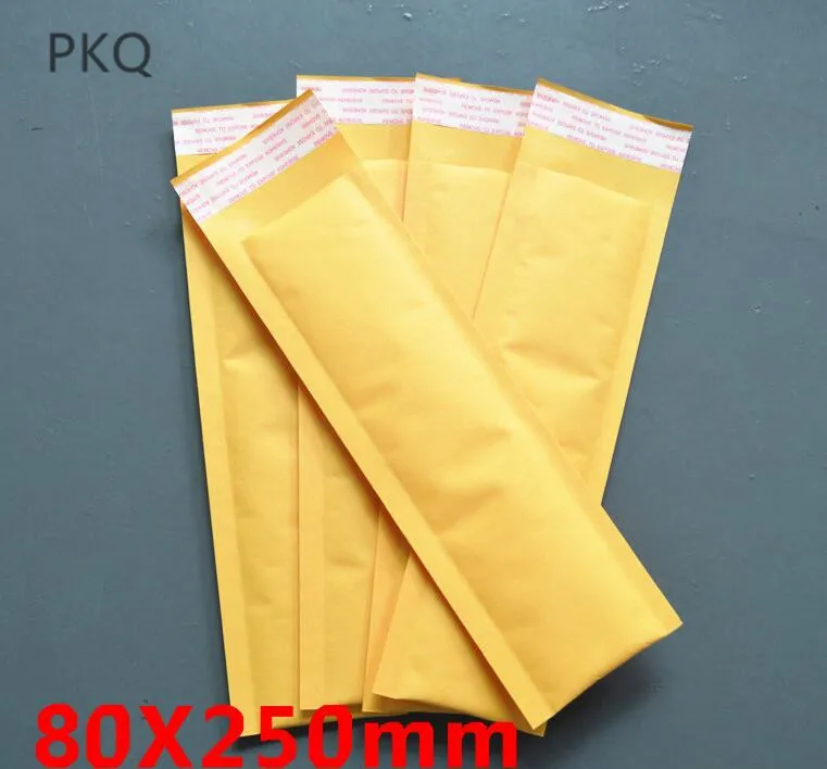 100pcs Long Style Kraft Paper Packaging Bubble Mailer Bags  Padded Shipping Envelope With Bubble Mailing Bag Business Supplies