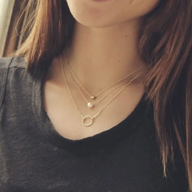 Ожерелья с подвеской-бусиной для подружки невесты Золотая цепочка ожерелье