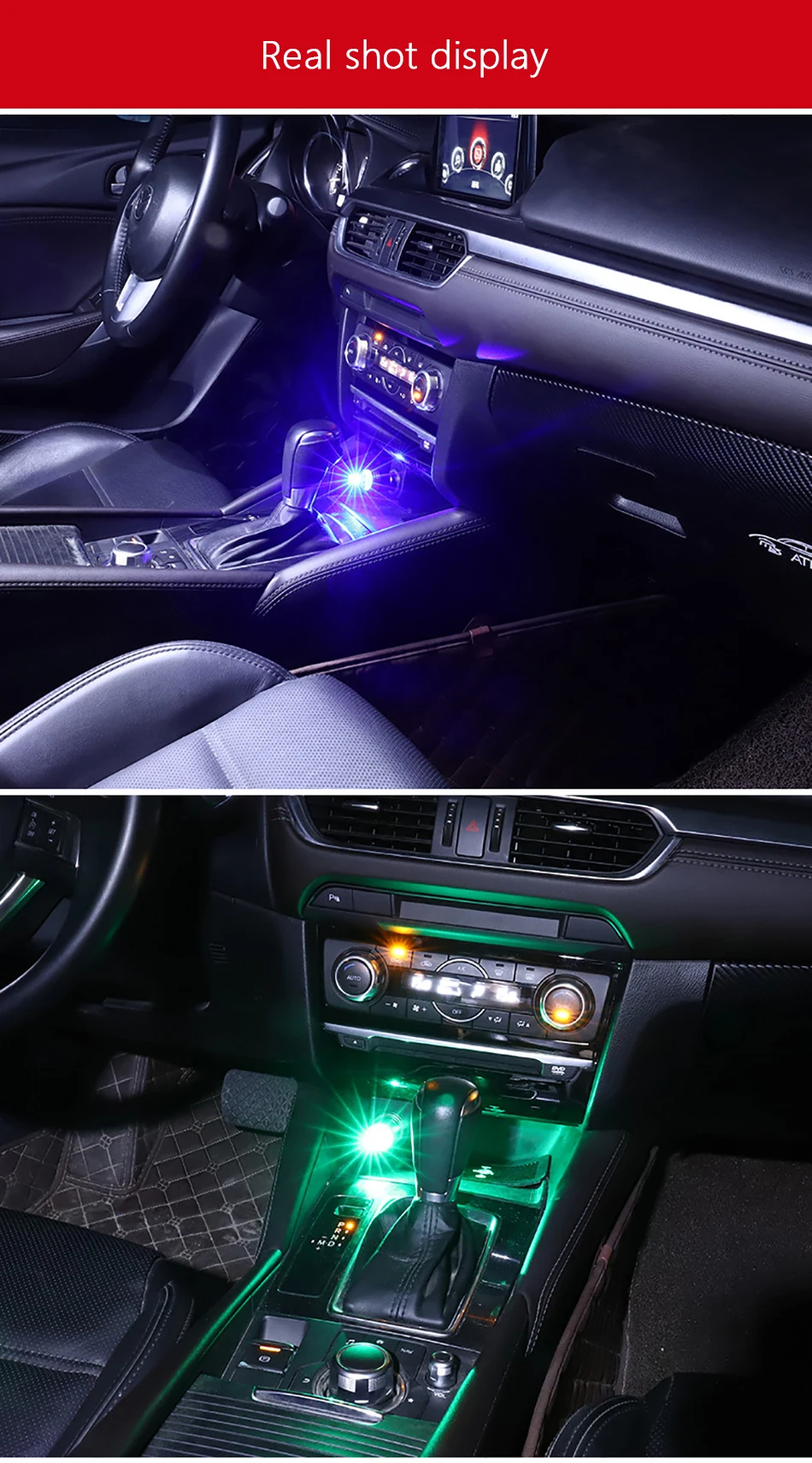 CARCTR, автомобильная USB декоративная лампа, светодиодный атмосферный светильник, DJ, RGB, голосовое/сенсорное управление, красочное украшение, интерьер автомобиля, игровой декор, лампа