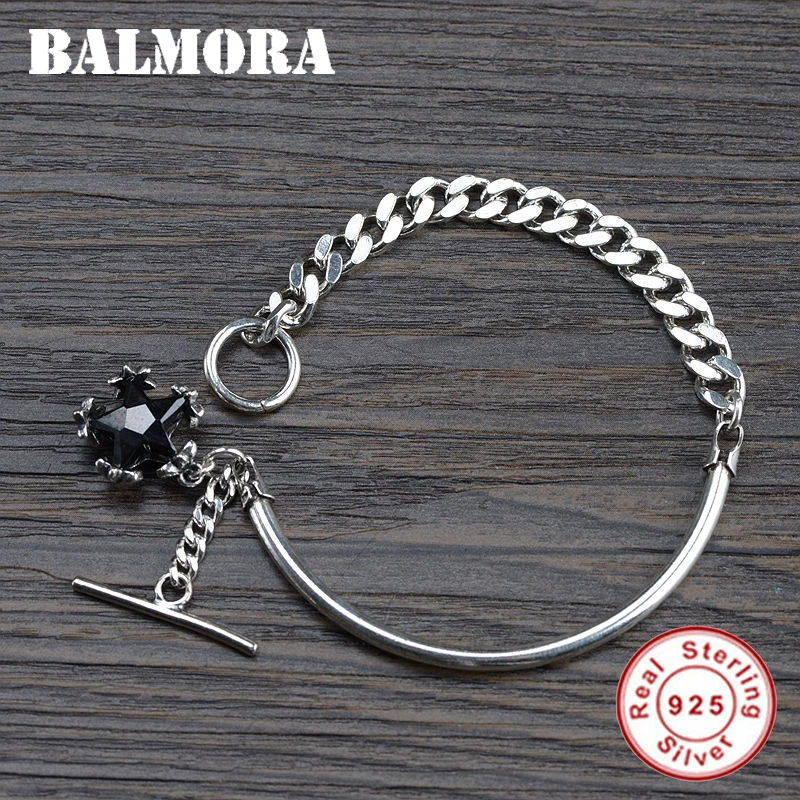 BALMORA, цельный 925 пробы, серебряная звезда, циркониевый браслет для женщин, подарок для влюбленных, тайское модное серебро, винтажное ювелирное изделие WBH0231
