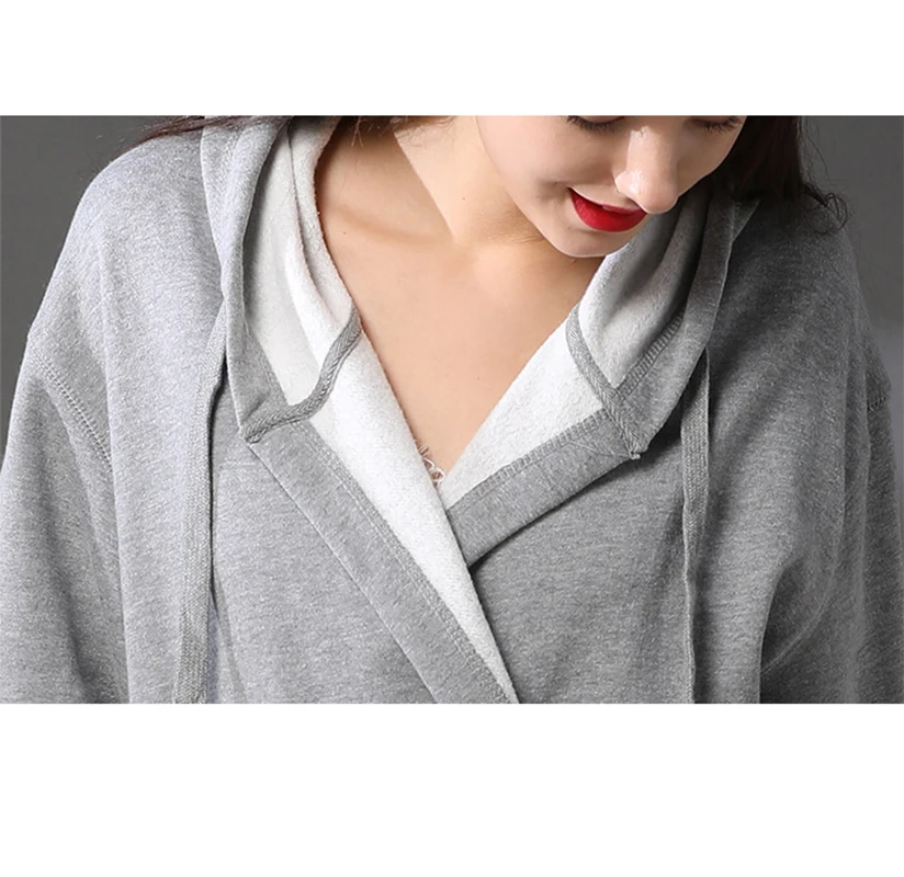 Хлопковая серая футболка однотонный длинный халат для мужчин и женщин со шляпой