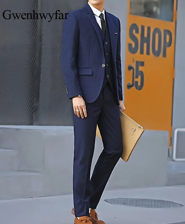Gwenhwyfar 2018 последние пальто брюки дизайн черный лацкан с тупым углом Slim Fit мужской