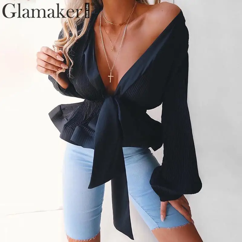 Блузка женская летняя плиссированная с рукавом фонариком|Блузки| |