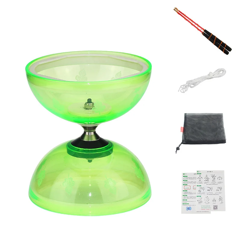 Подшипник diabolo игрушки профессиональный набор Diabolo упаковка с веревочной сумкой Китай - Цвет: L-Green