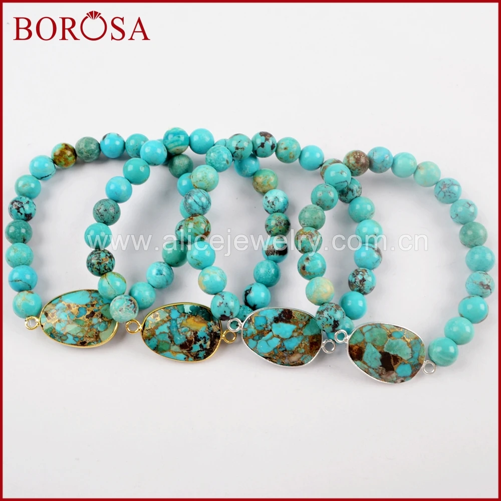 BOROSA 1/2/3 шт Золото/Серебро Цвет Медь натуральная бирюза граненый с 8 мм натуральной