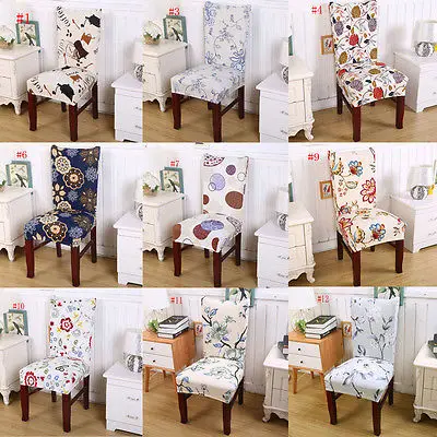 Короткие Обеденная стул в цветочек съемное сиденье эластичный стрейч чехлов
