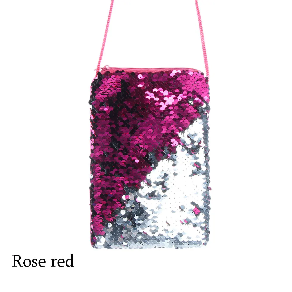 rose red Модная женская сумка-мессенджер для девочек, блестящая мини сумка через плечо, держатель для ключей, наушники для хранения, изменение денег, подарок для детей - Цвет: rose red