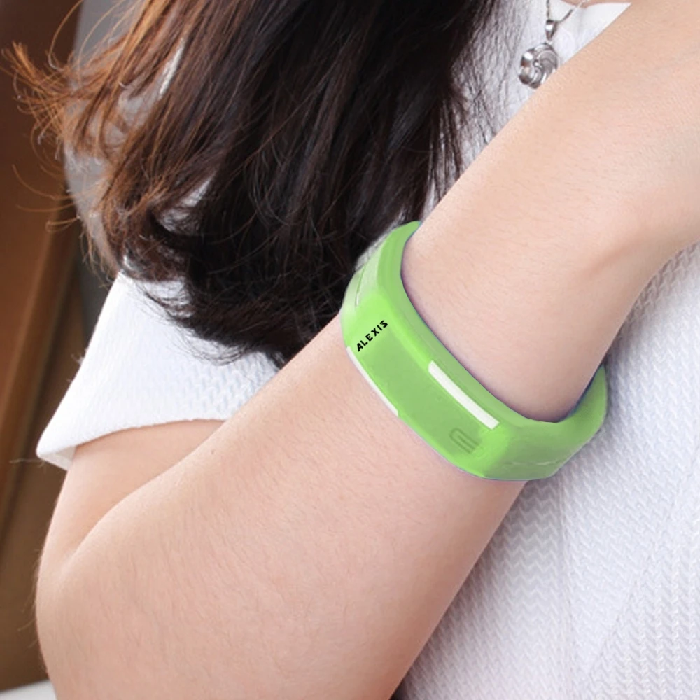 ALEXIS LED часы для мальчиков и девочек прямоугольный зеленый корпус часов