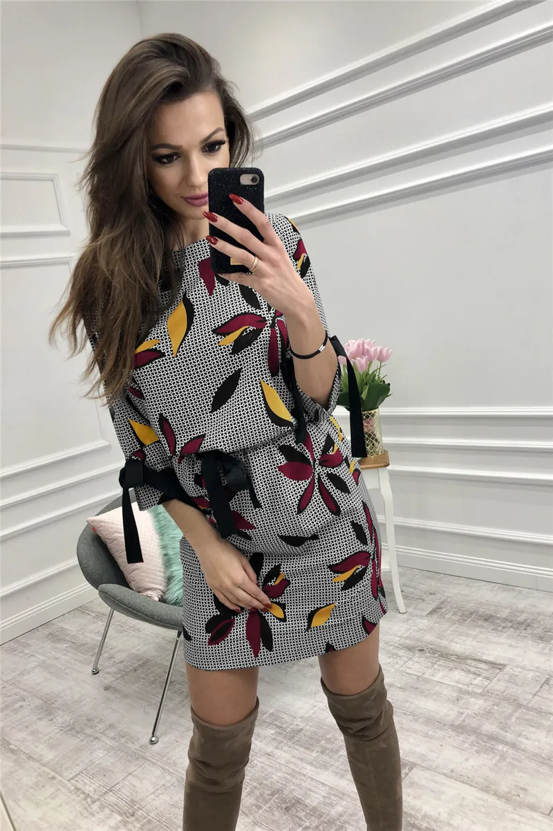 Finging me 2XL, милое платье для девочек с бантом, Kawaii, Мини Сарафан, женское летнее Повседневное платье с круглым вырезом и цветочным принтом, женское пляжное платье в стиле бохо